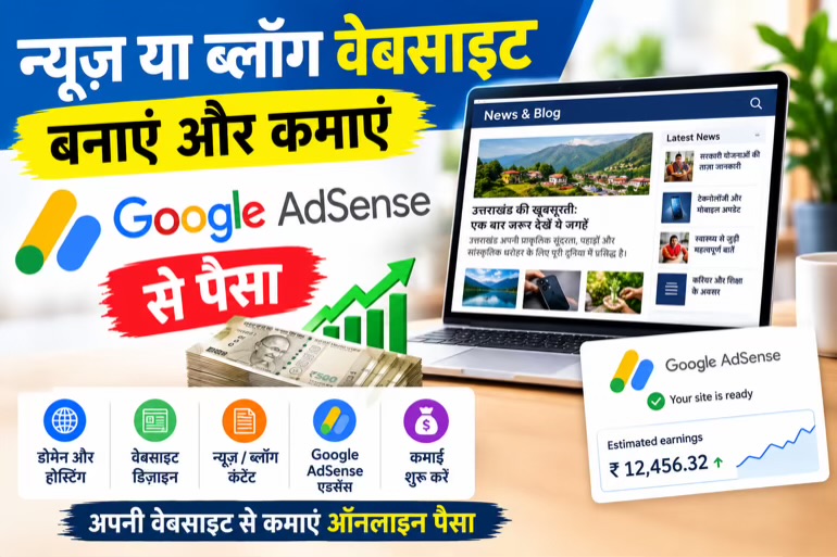 ExtraGo से मोबाइल पर फ्री वेबसाइट कैसे बनाएं? न्यूज़ पोर्टल, ब्लॉग और Google AdSense से कमाई करने की पूरी प्रक्रिया